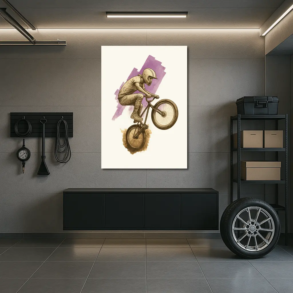 BMX Rider Trick Ink Watercolor Art – Wall Art
