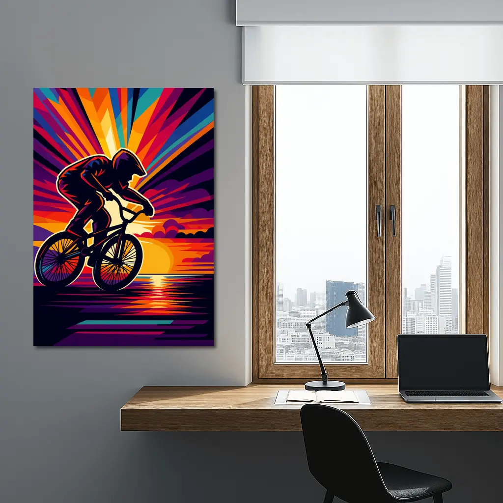 BMX Rider Silhouette Colorful Sunset Pop Art – Wall Art