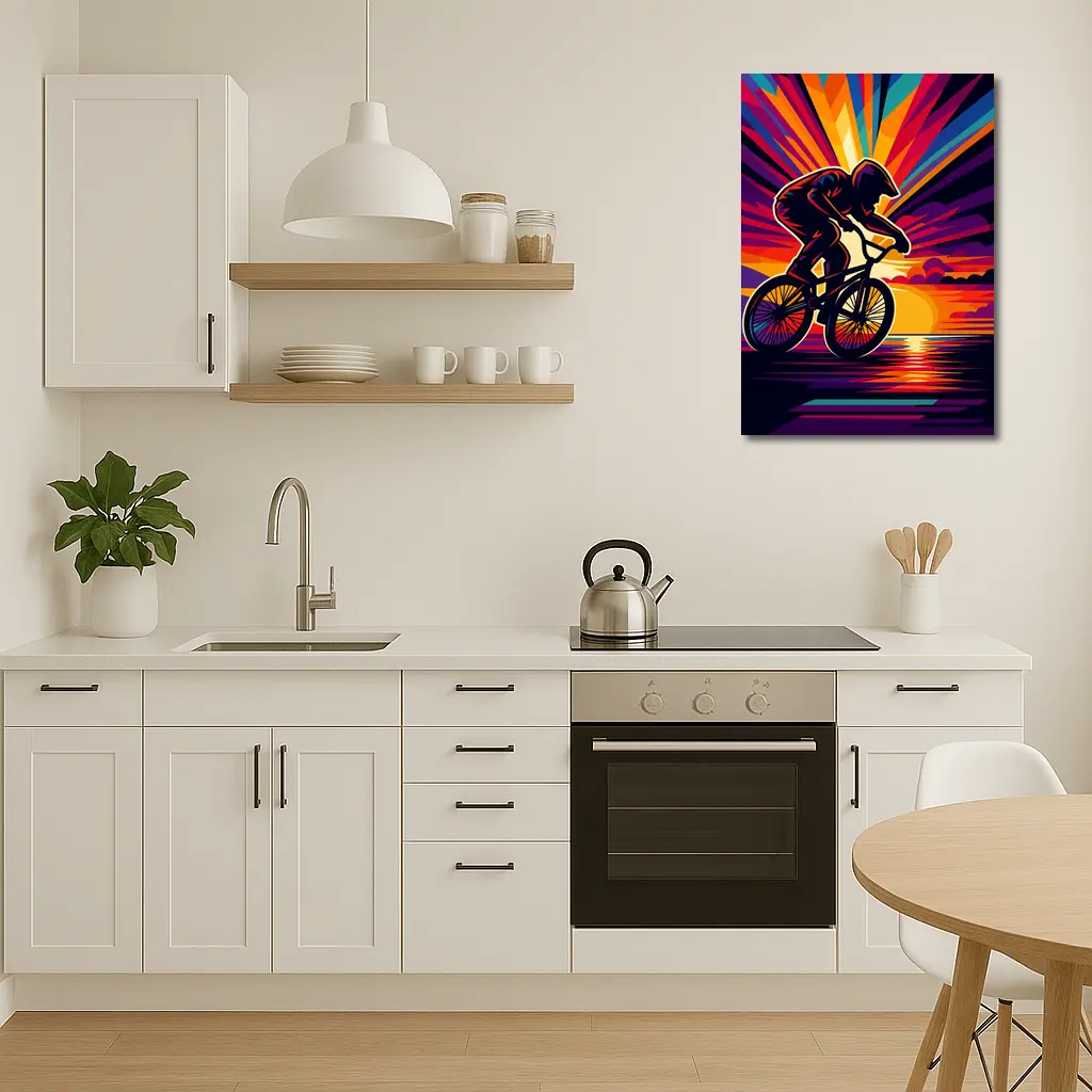 BMX Rider Silhouette Colorful Sunset Pop Art – Wall Art