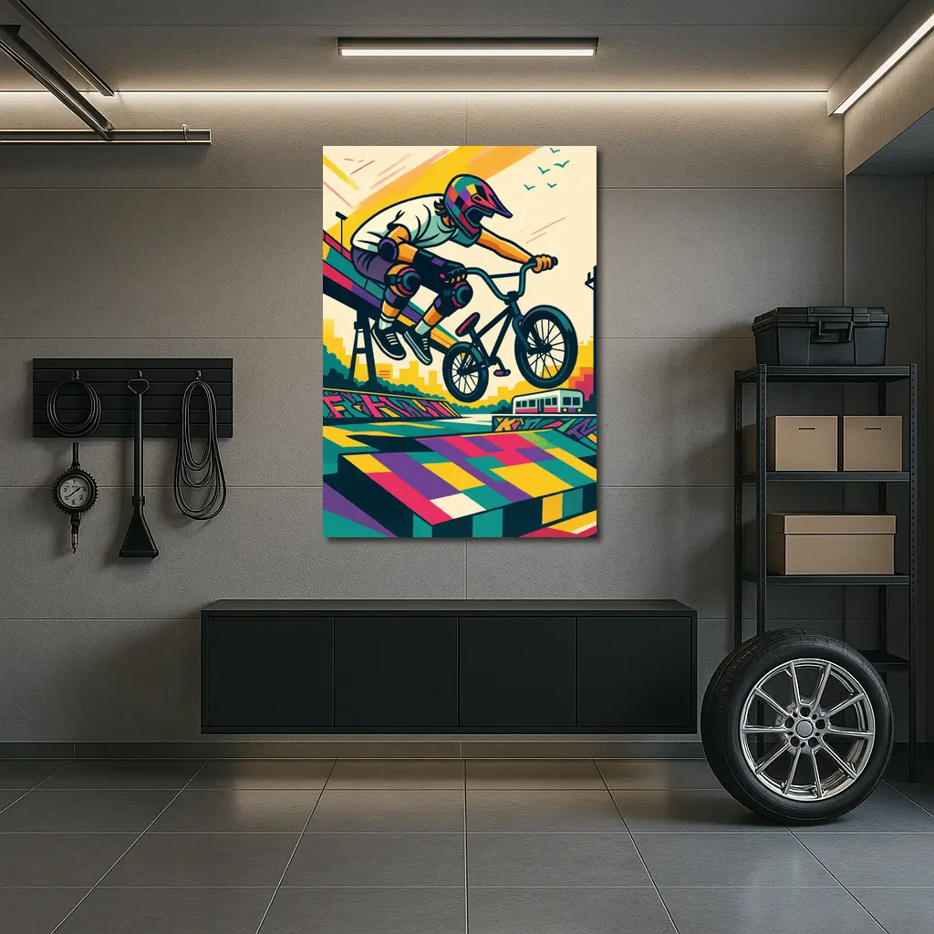 BMX Rider Jumping Urban Skate Park Pop Art – Wall Art