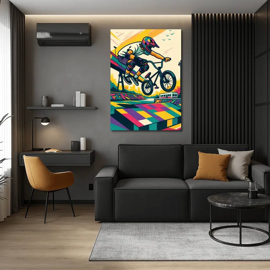 BMX Rider Jumping Urban Skate Park Pop Art – Wall Art