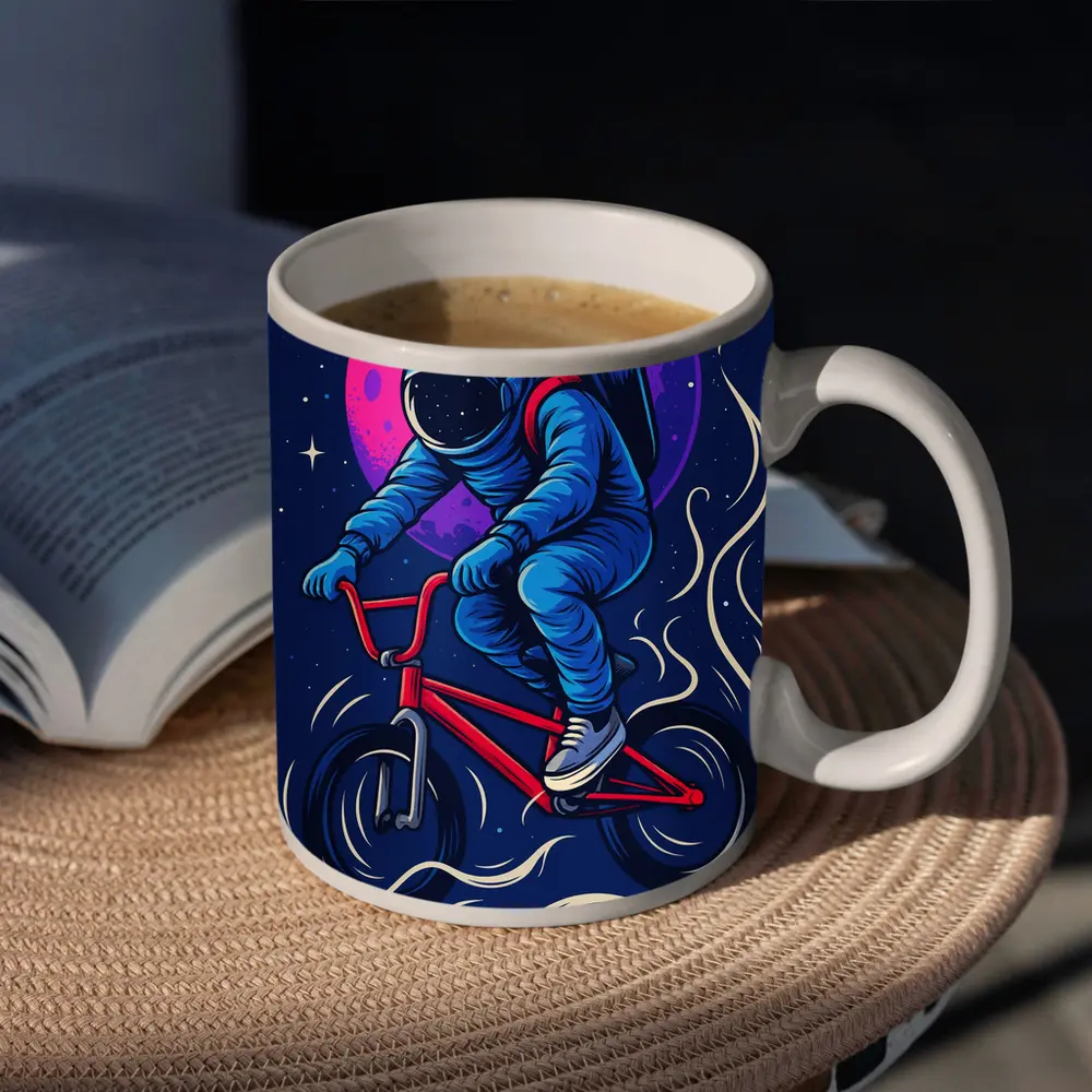 Astronaut Riding BMX Bike In Space – Mugs