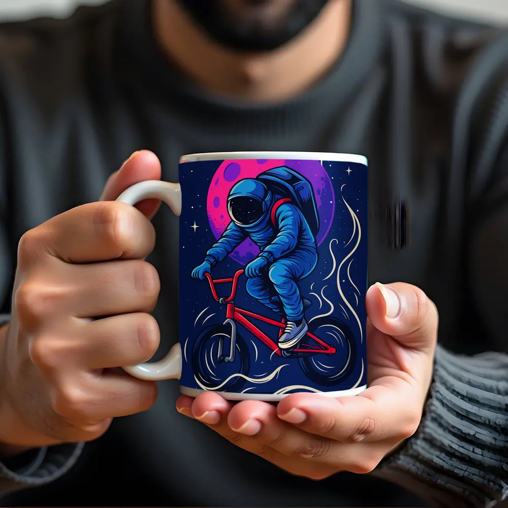 Astronaut Riding BMX Bike In Space – Mugs
