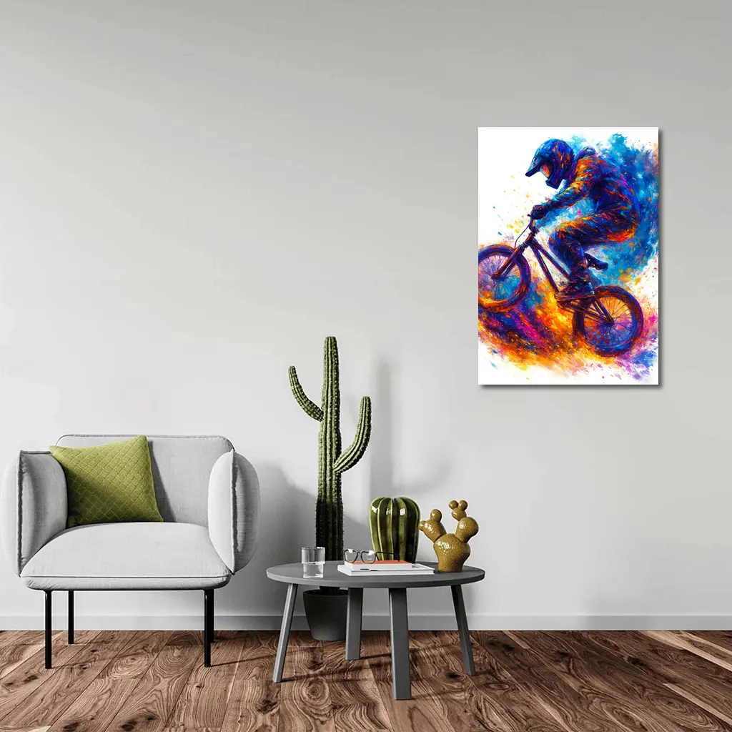 BMX Rider Colorful Paint Splash Art – Wall Art