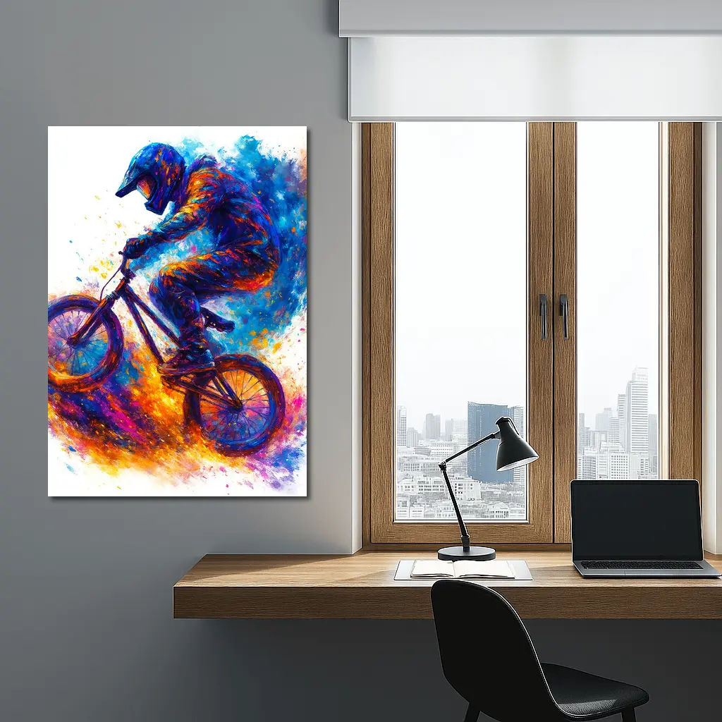 BMX Rider Colorful Paint Splash Art – Wall Art