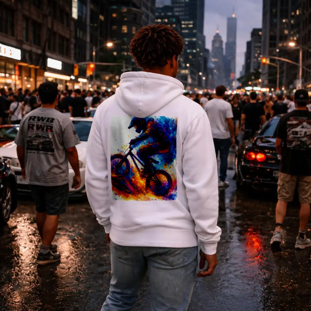 BMX Rider Colorful Paint Splash Art – Hoodies