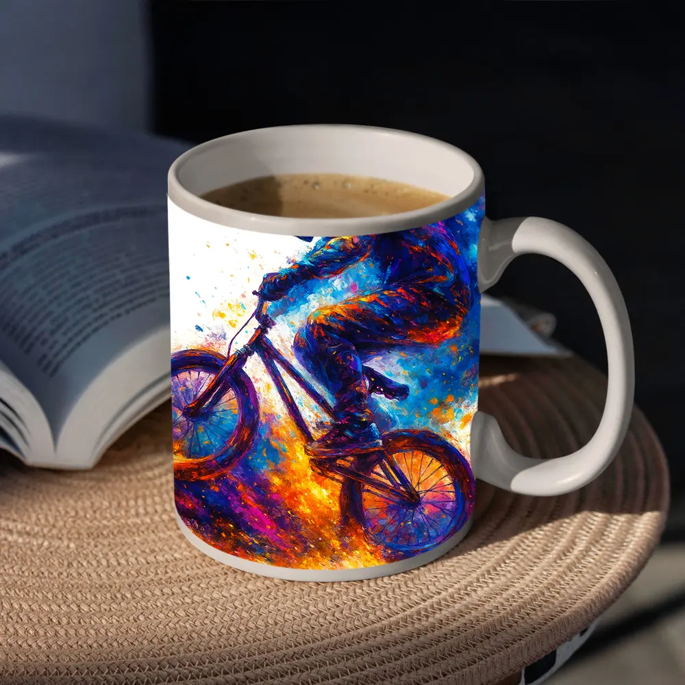 BMX Rider Colorful Paint Splash Art – Mugs