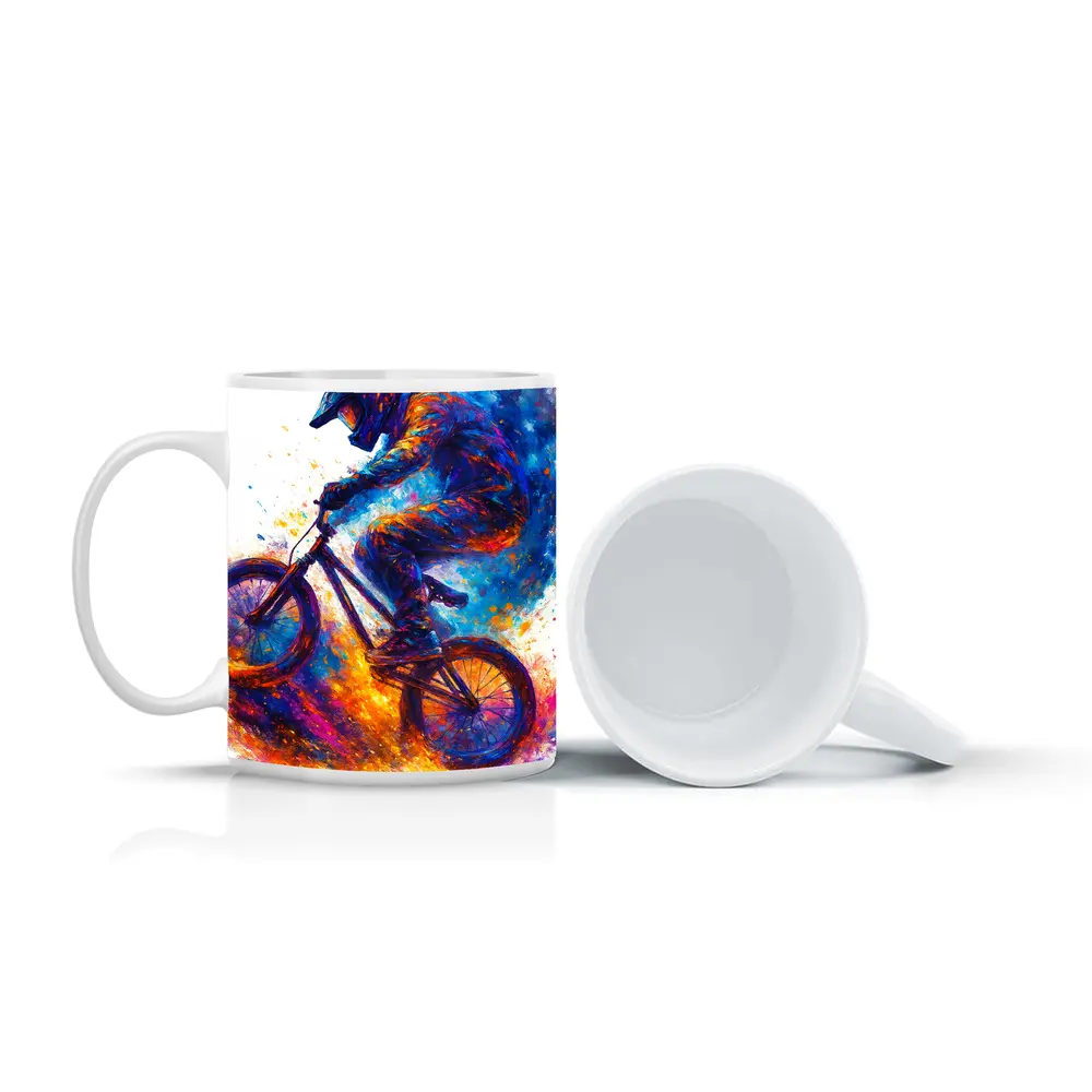 BMX Rider Colorful Paint Splash Art – Mugs