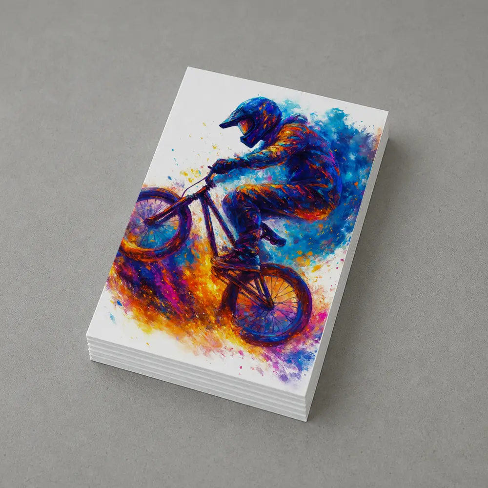 BMX Rider Colorful Paint Splash Art – Postcards