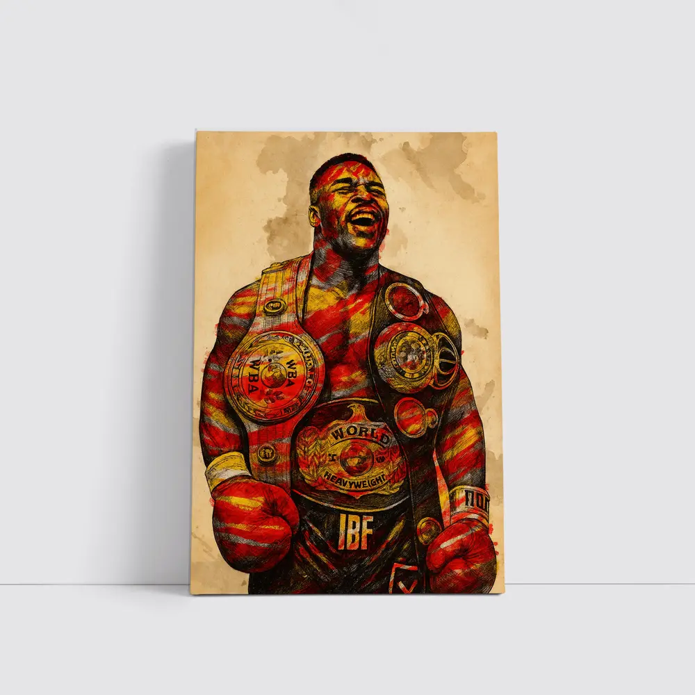 Boxing Champion Heavyweight Belts Sketch Art – Wall Art