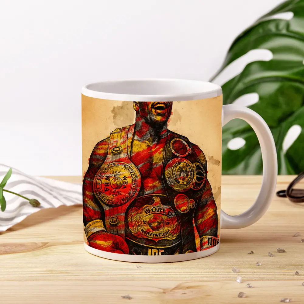 Boxing Champion Heavyweight Belts Sketch Art – Mugs