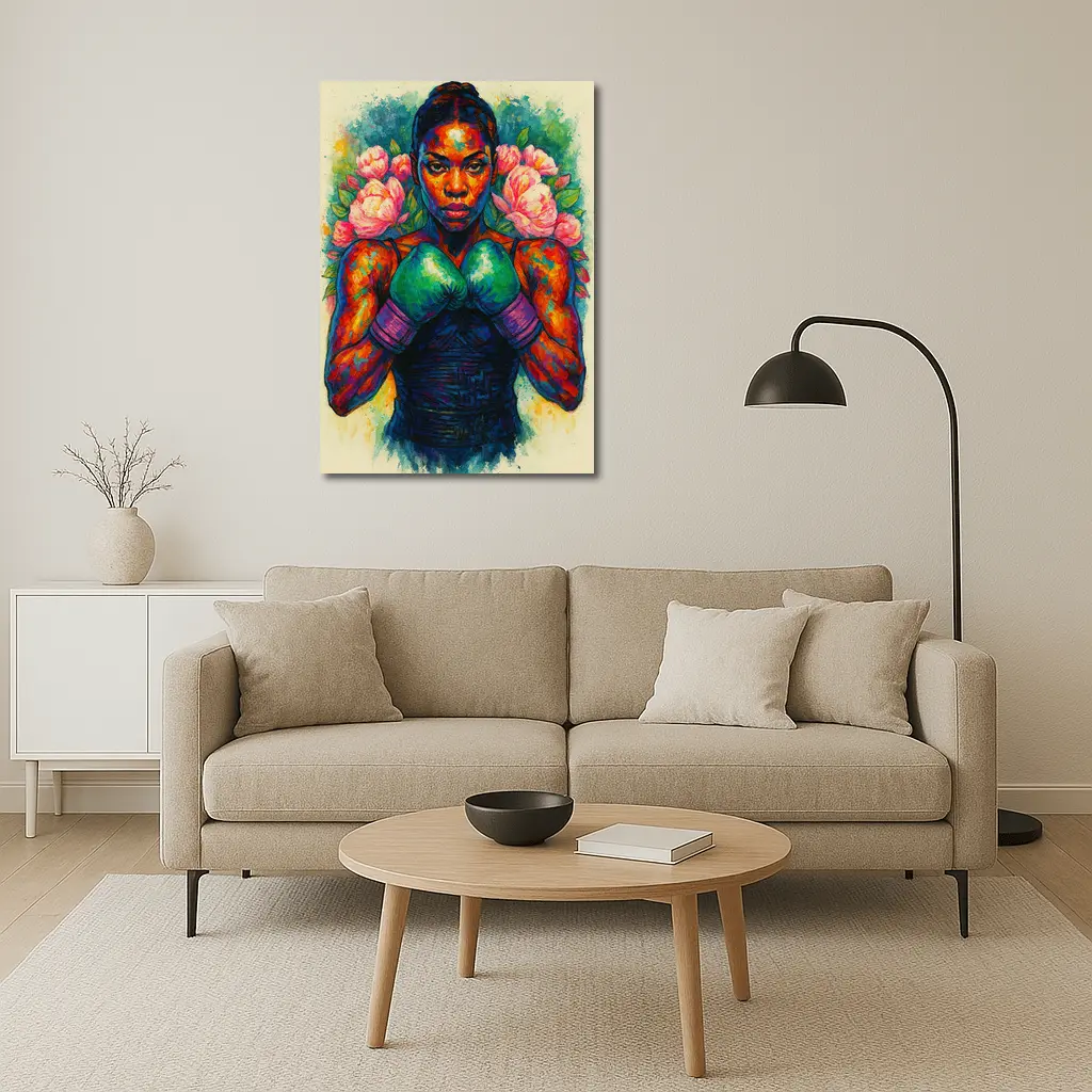 Female Boxer Watercolor Art With Peonies – Wall Art