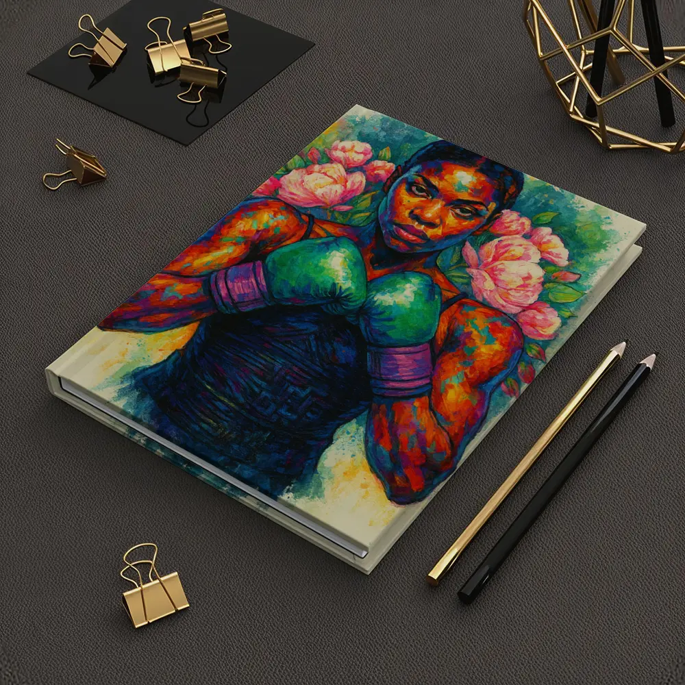 Female Boxer Watercolor Art With Peonies – Notebooks