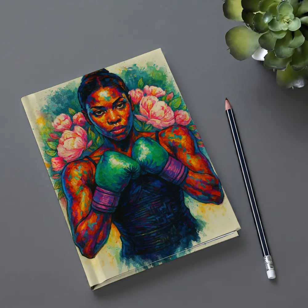 Female Boxer Watercolor Art With Peonies – Notebooks