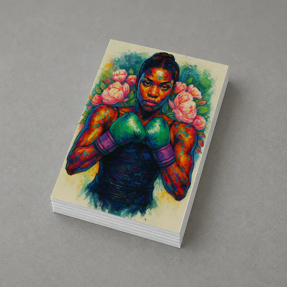 Female Boxer Watercolor Art With Peonies – Postcards