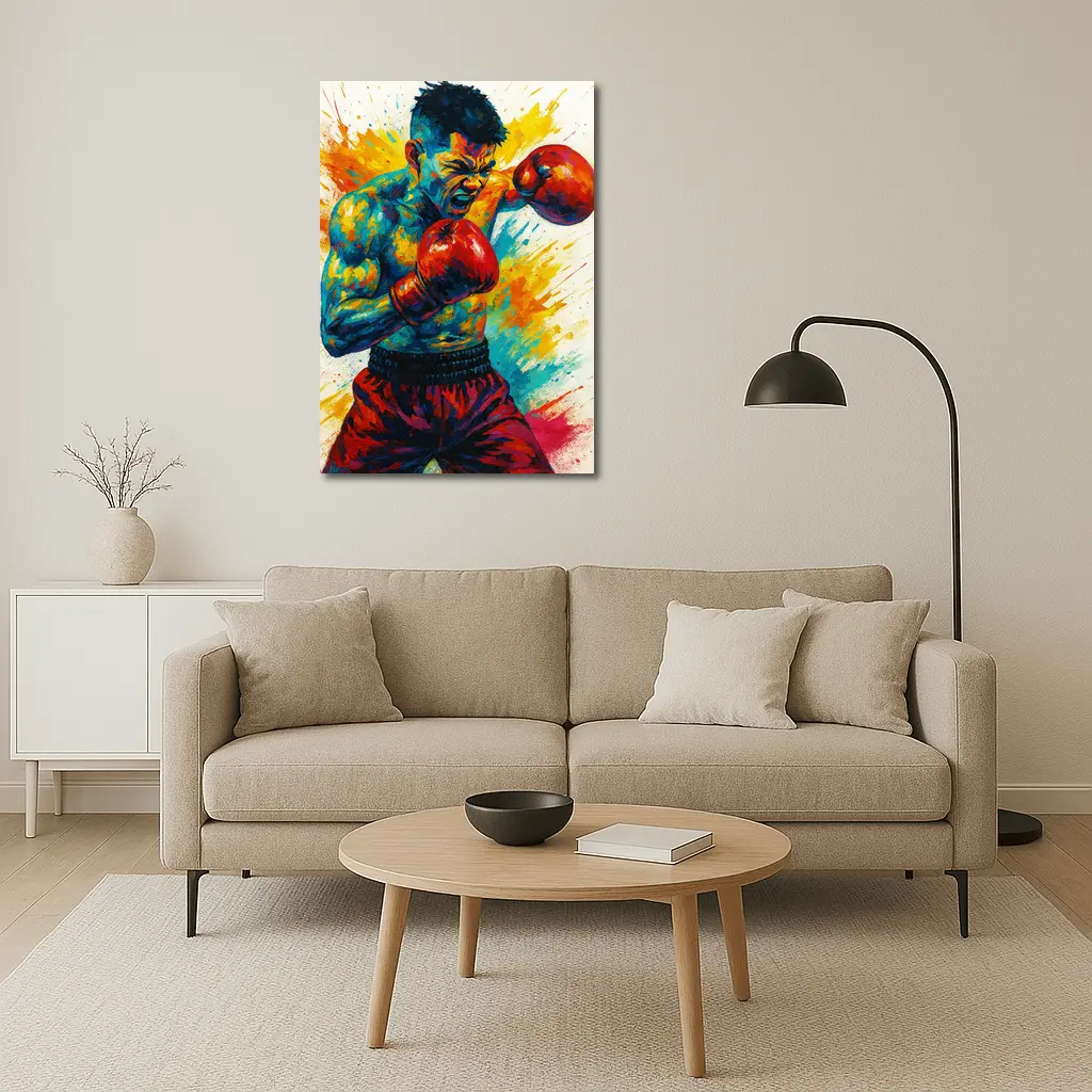 Boxing Fighter Explosive Colorful Paint Splash Art – Wall Art