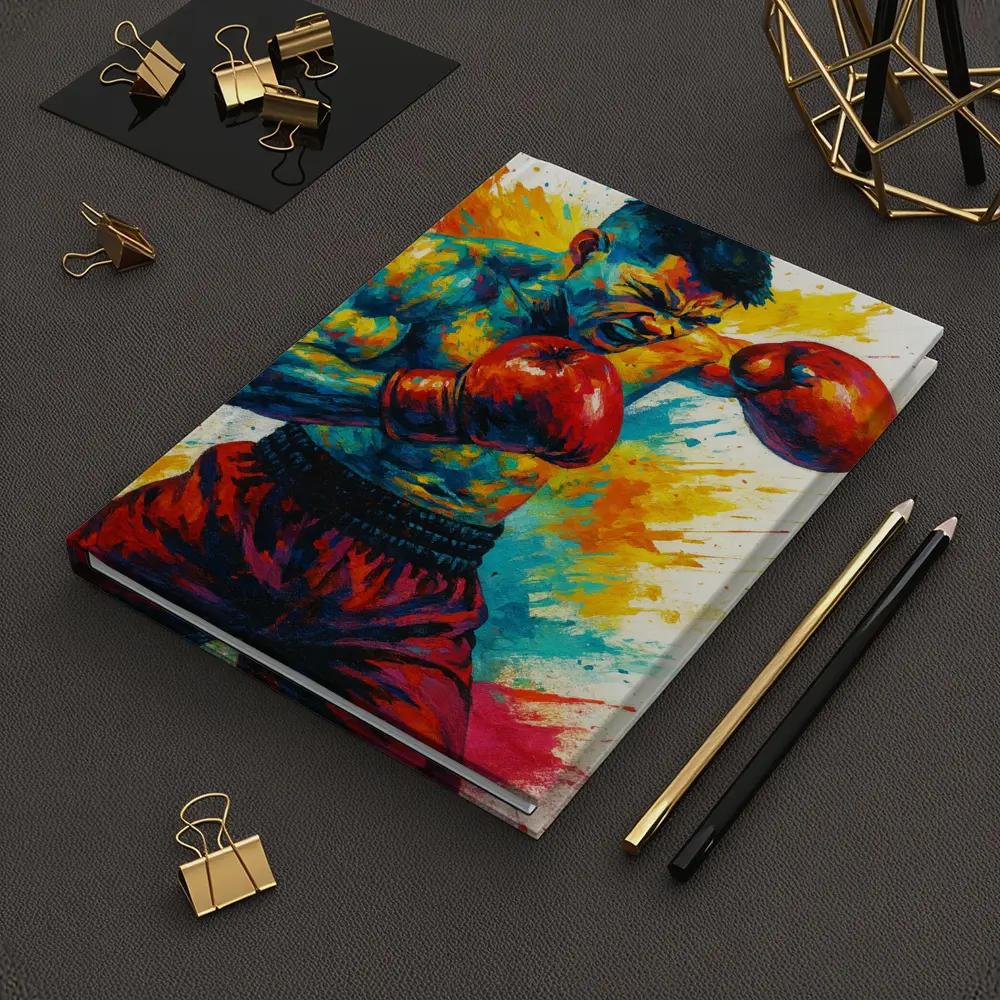 Boxing Fighter Explosive Colorful Paint Splash Art – Notebooks