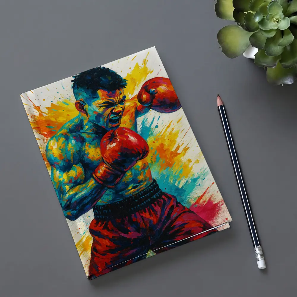 Boxing Fighter Explosive Colorful Paint Splash Art – Notebooks
