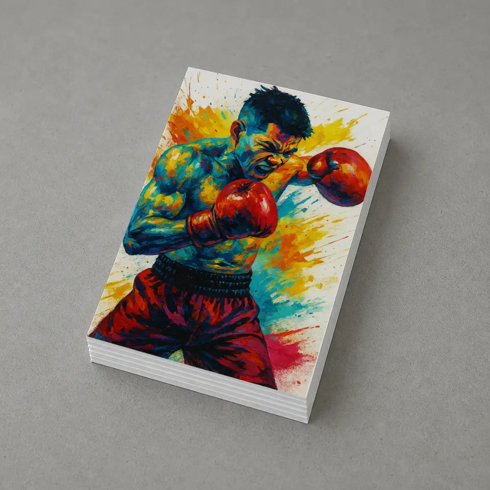 Boxing Fighter Explosive Colorful Paint Splash Art – Postcards