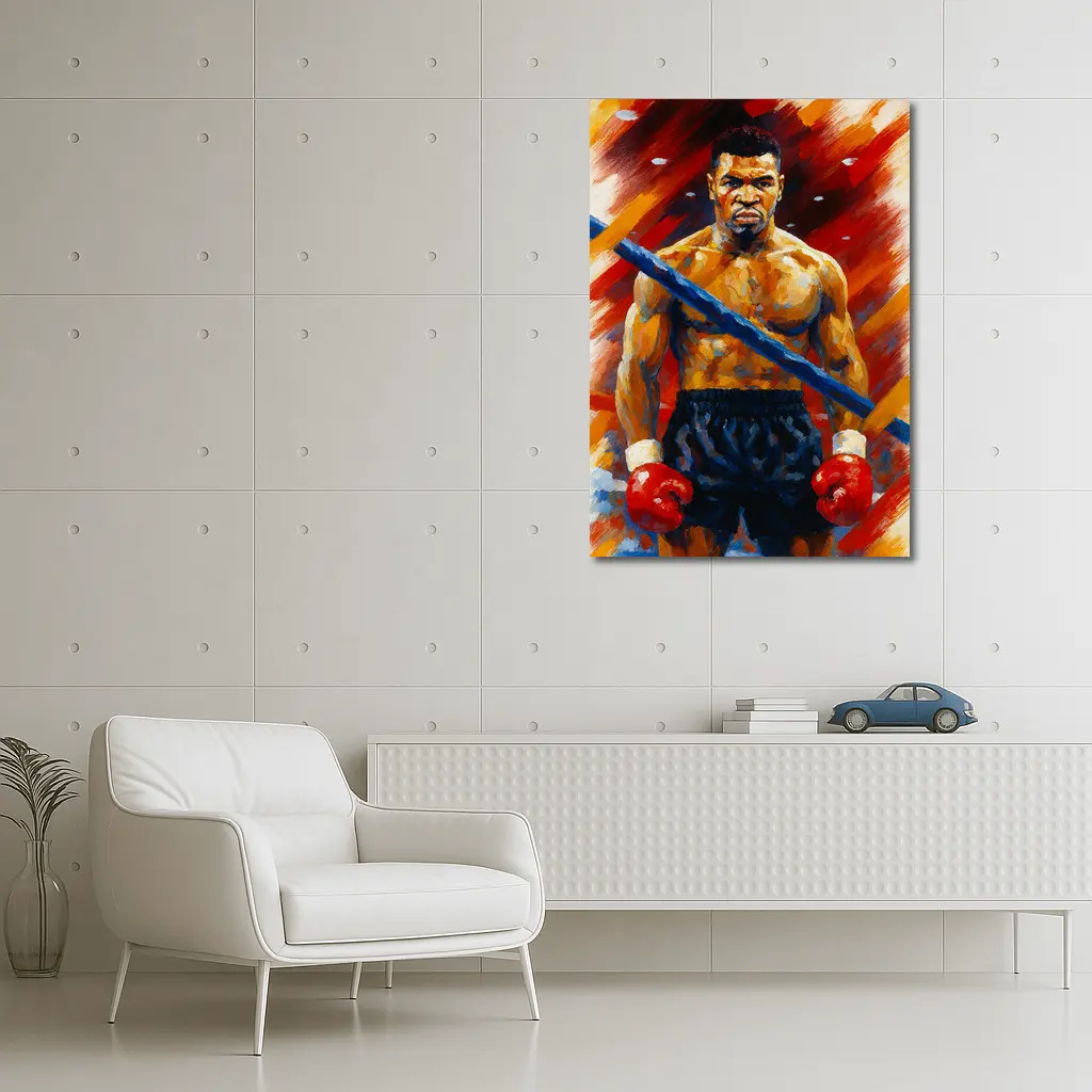Mike Tyson Boxing Oil Painting Bold Background – Wall Art