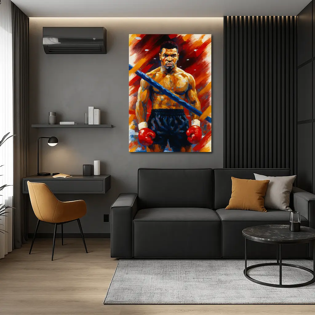Mike Tyson Boxing Oil Painting Bold Background – Wall Art