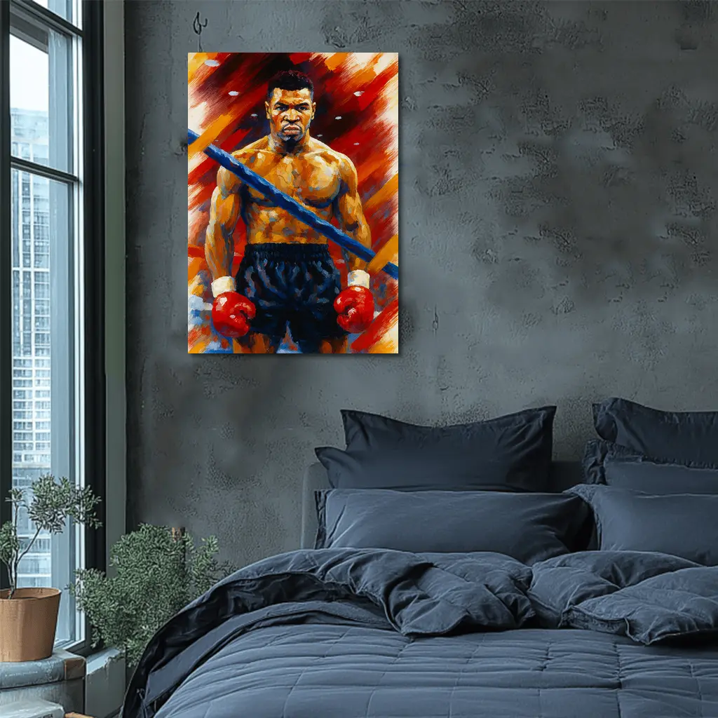 Mike Tyson Boxing Oil Painting Bold Background – Wall Art