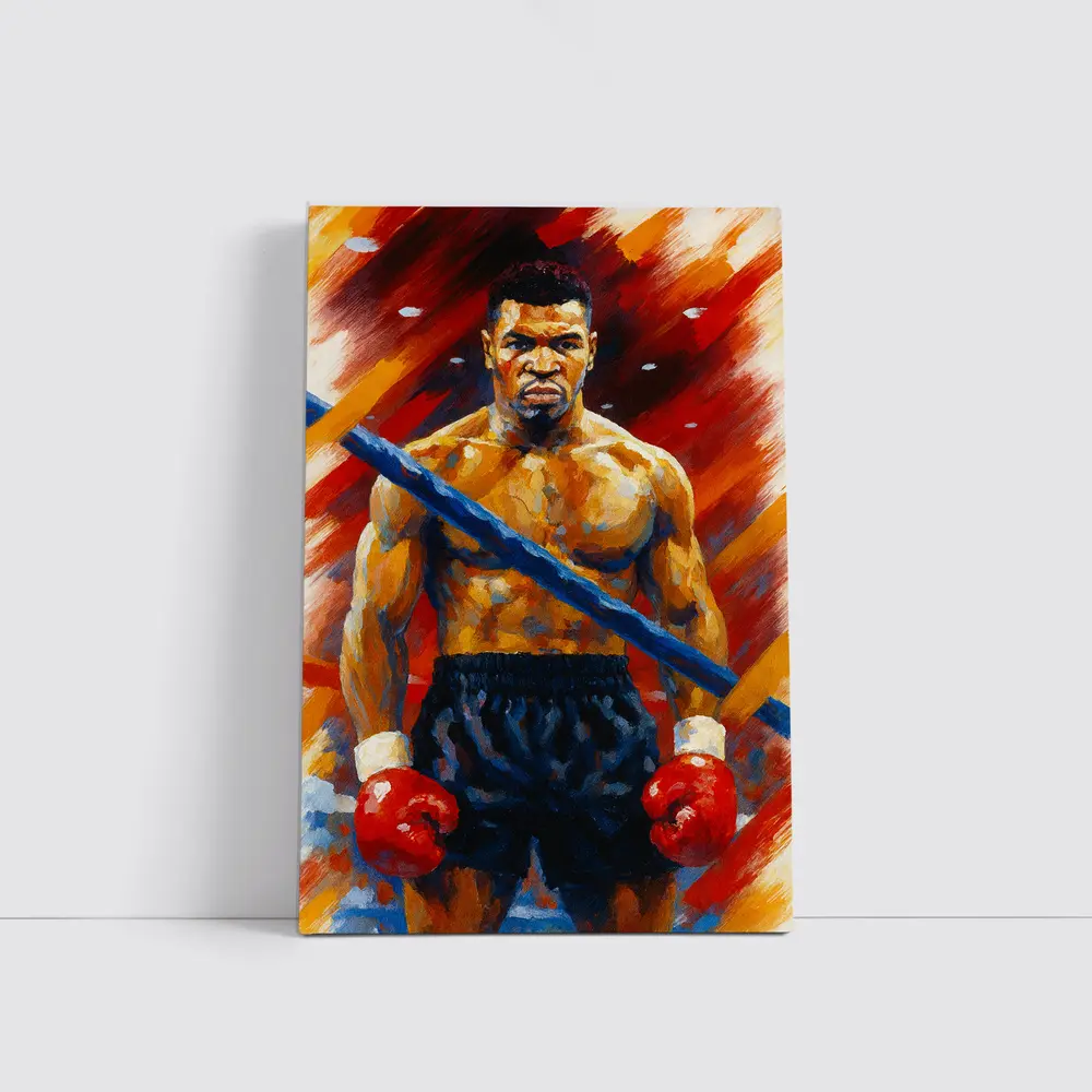 Mike Tyson Boxing Oil Painting Bold Background – Wall Art