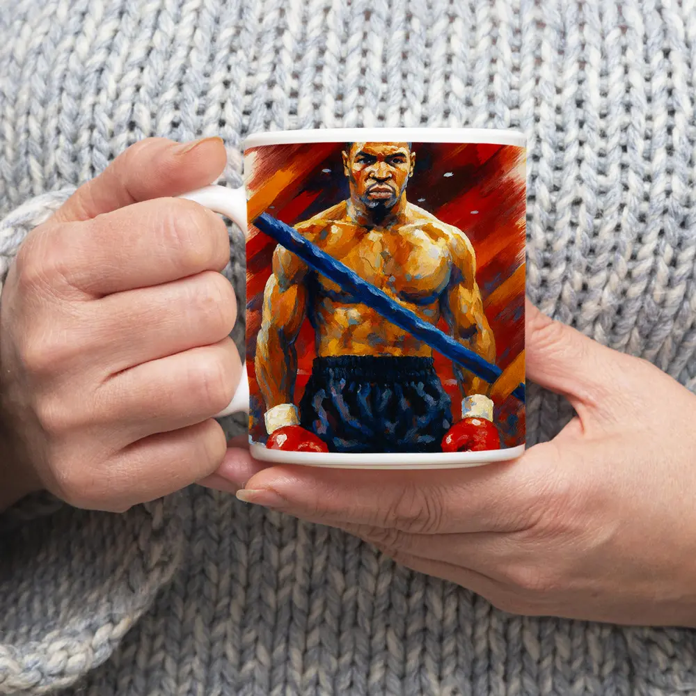 Mike Tyson Boxing Oil Painting Bold Background – Mugs