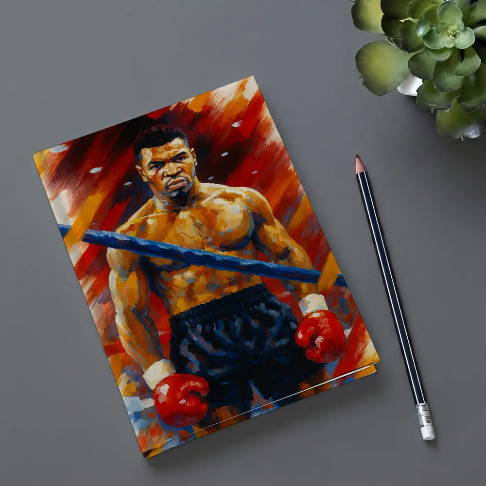 Mike Tyson Boxing Oil Painting Bold Background – Notebooks