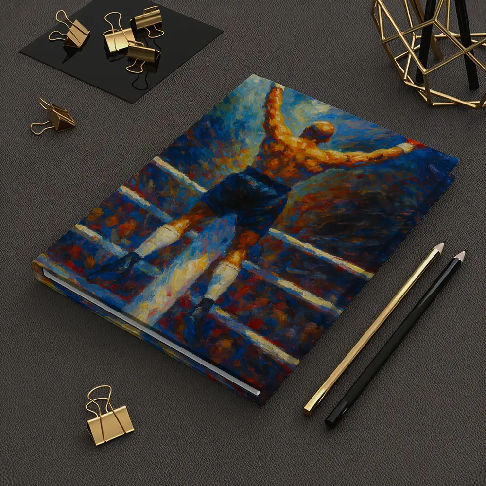 Boxer Victory Pose Oil Painting Boxing Ring – Notebooks