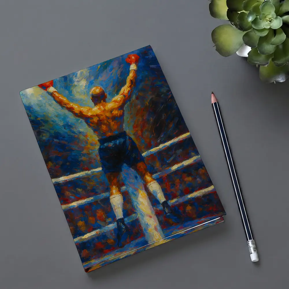 Boxer Victory Pose Oil Painting Boxing Ring – Notebooks