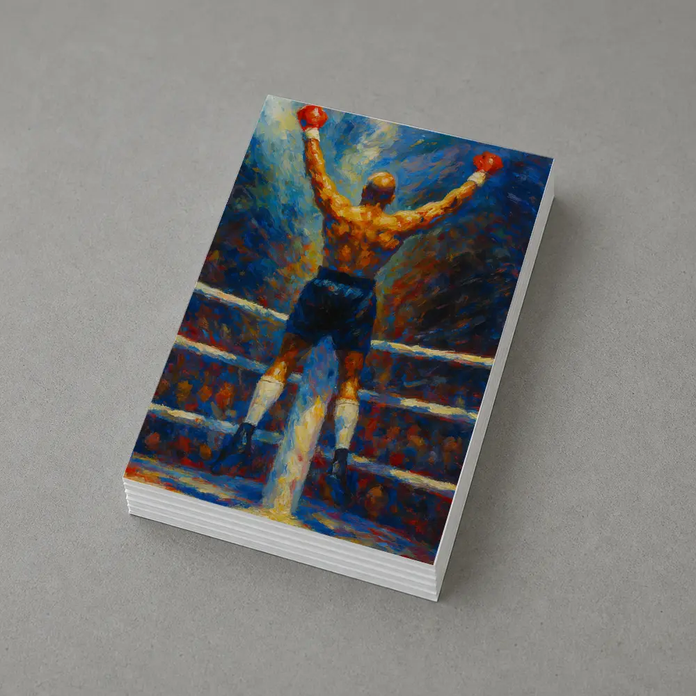 Boxer Victory Pose Oil Painting Boxing Ring – Postcards