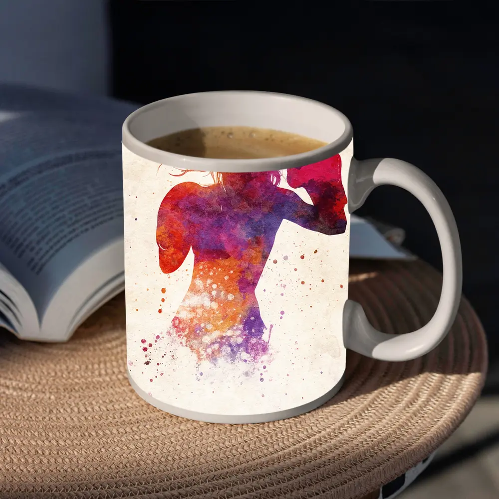 Female Boxer Watercolor Art Pink Red – Mugs
