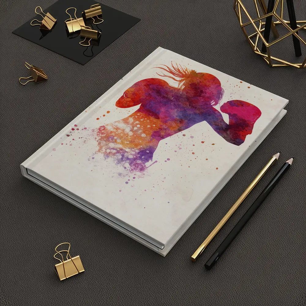 Female Boxer Watercolor Art Pink Red – Notebooks