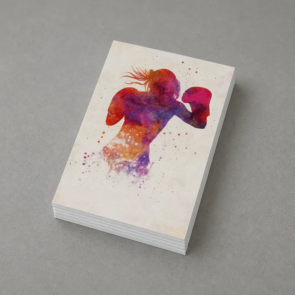 Female Boxer Watercolor Art Pink Red – Postcards