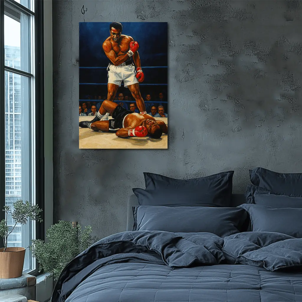 Muhammad Ali Standing Over Fallen Opponent Boxing – Wall Art