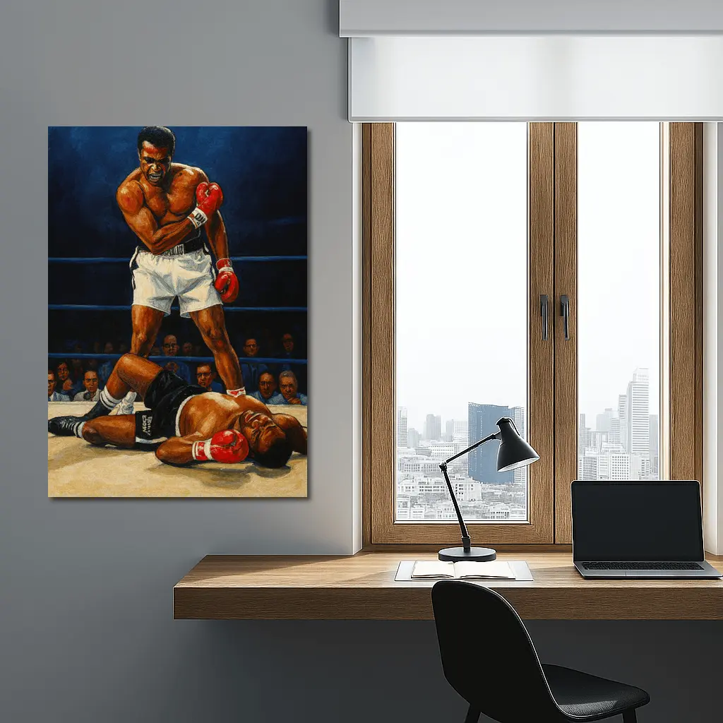 Muhammad Ali Standing Over Fallen Opponent Boxing – Wall Art