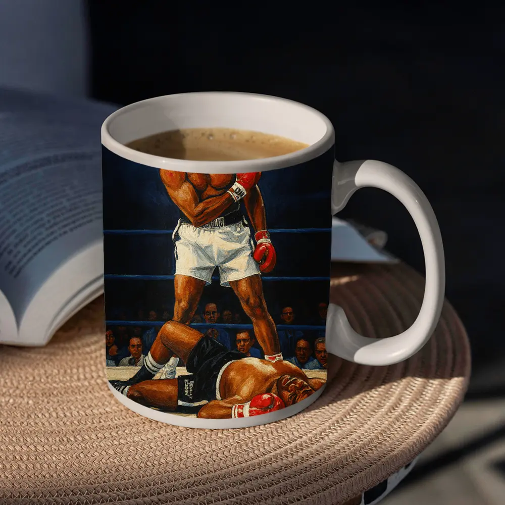 Muhammad Ali Standing Over Fallen Opponent Boxing – Mugs