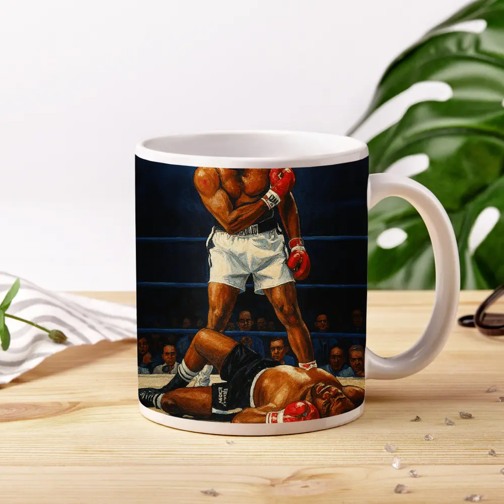 Muhammad Ali Standing Over Fallen Opponent Boxing – Mugs