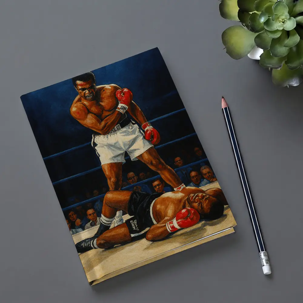 Muhammad Ali Standing Over Fallen Opponent Boxing – Notebooks