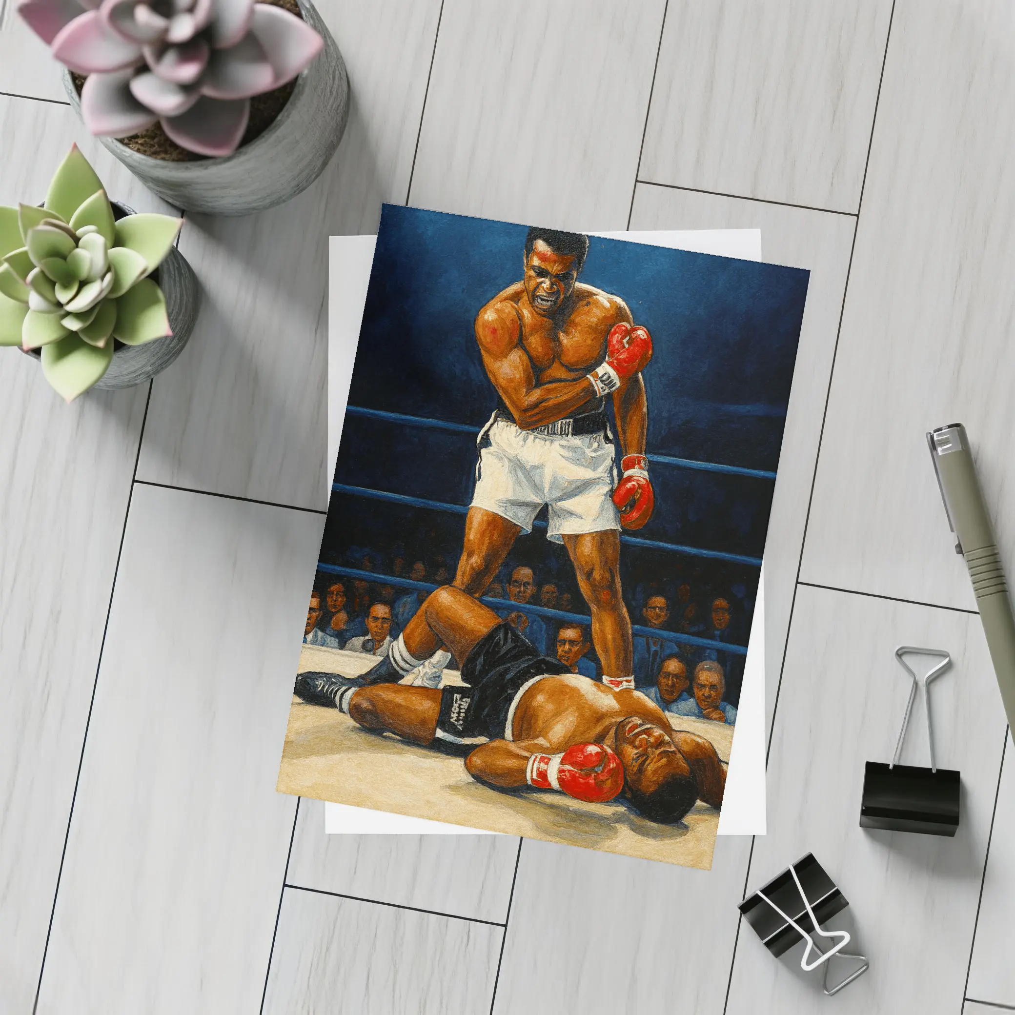 Muhammad Ali Standing Over Fallen Opponent Boxing – Postcards