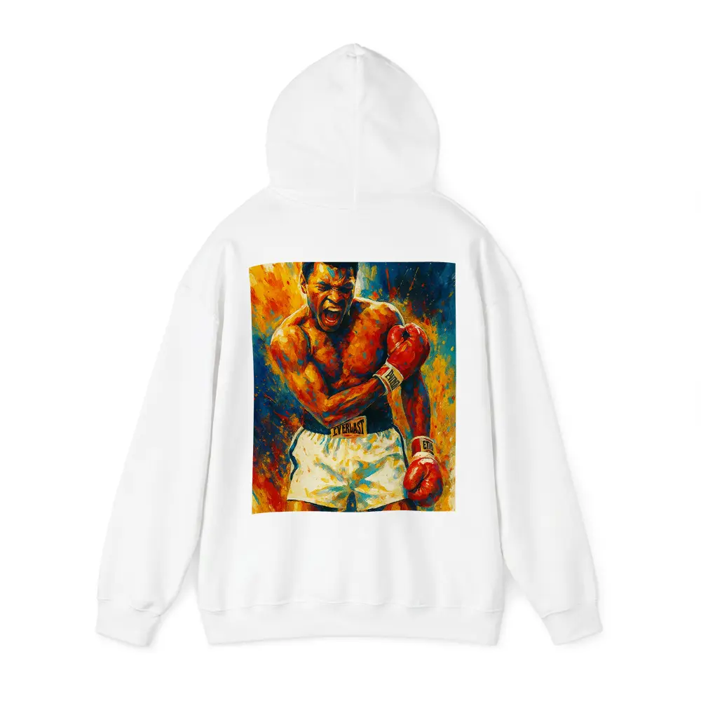 Boxer Roaring Red Gloves Colorful Paint Background – Hoodies