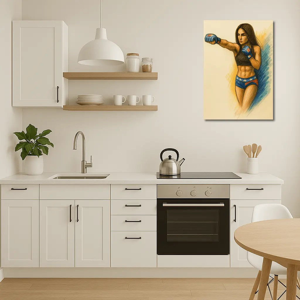 Female MMA Fighter Colored Pencil Drawing Art – Wall Art