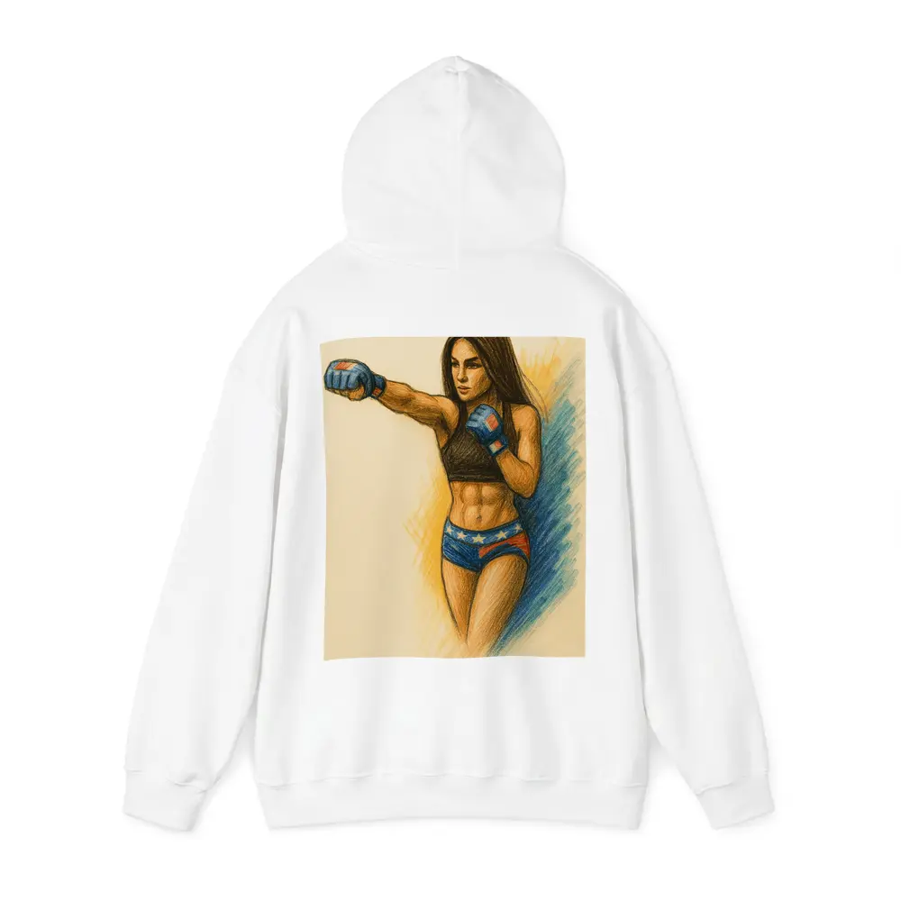 Female MMA Fighter Colored Pencil Drawing Art – Hoodies