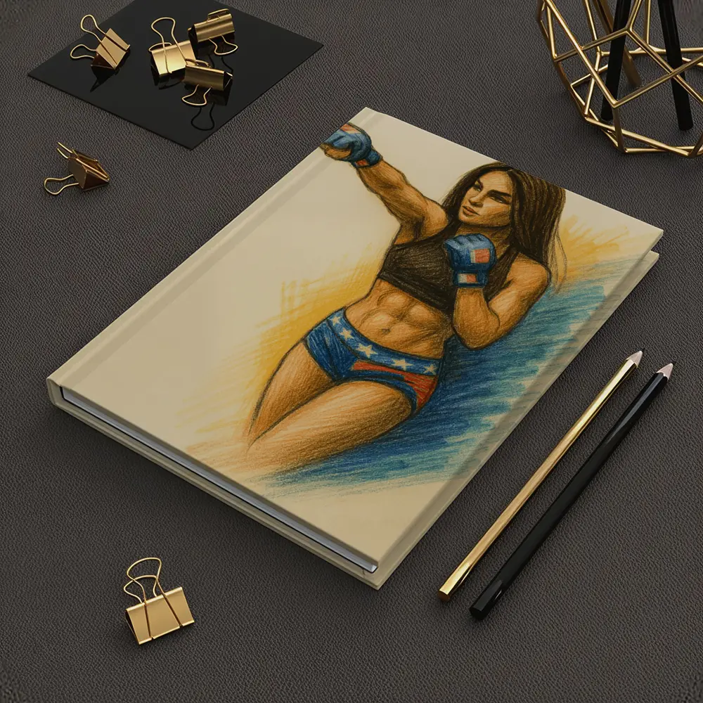 Female MMA Fighter Colored Pencil Drawing Art – Notebooks