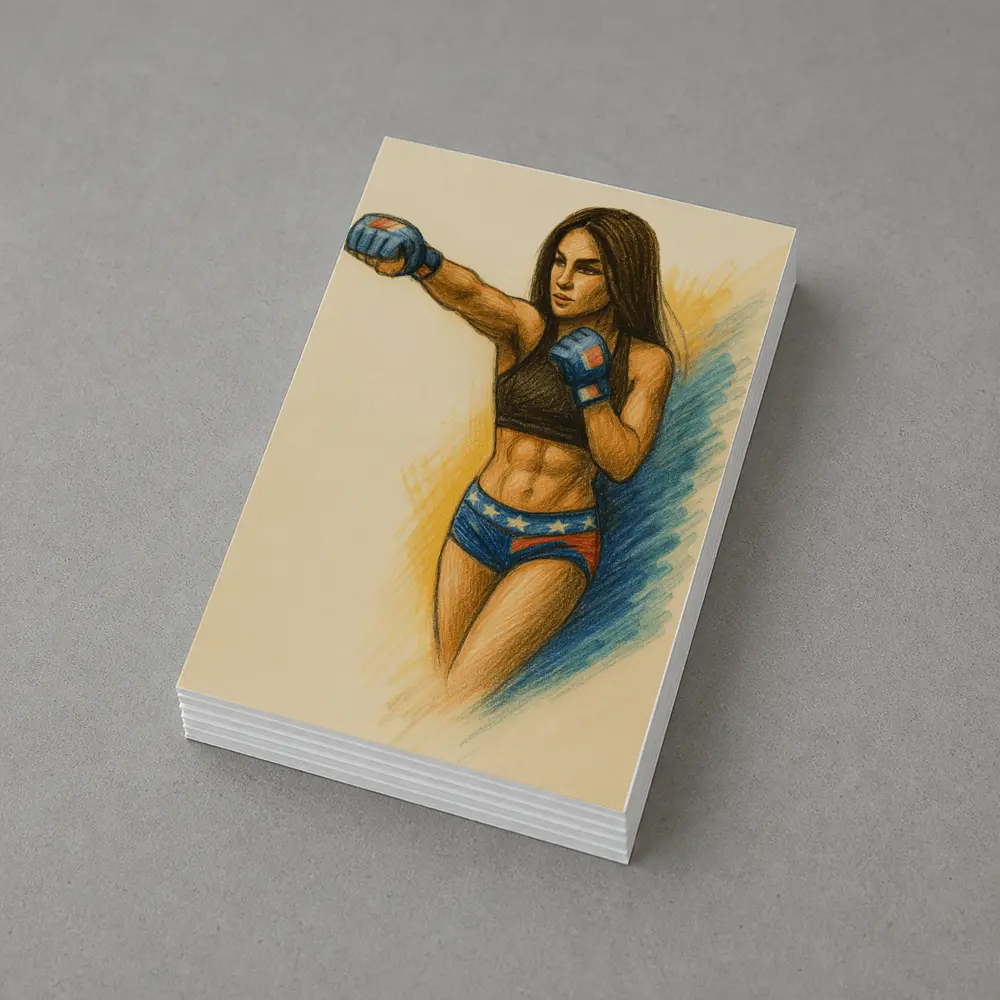 Female MMA Fighter Colored Pencil Drawing Art – Postcards