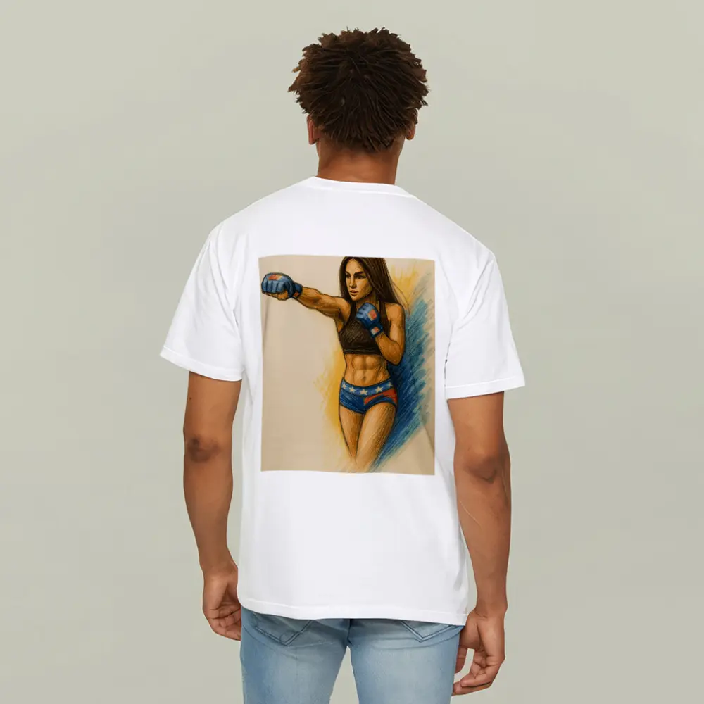 Female MMA Fighter Colored Pencil Drawing Art – T-Shirts