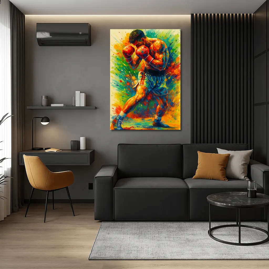 Boxer Fighter Colorful Splash Paint Art – Wall Art
