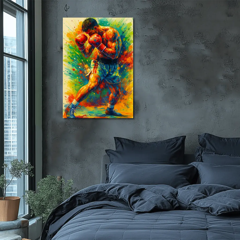 Boxer Fighter Colorful Splash Paint Art – Wall Art