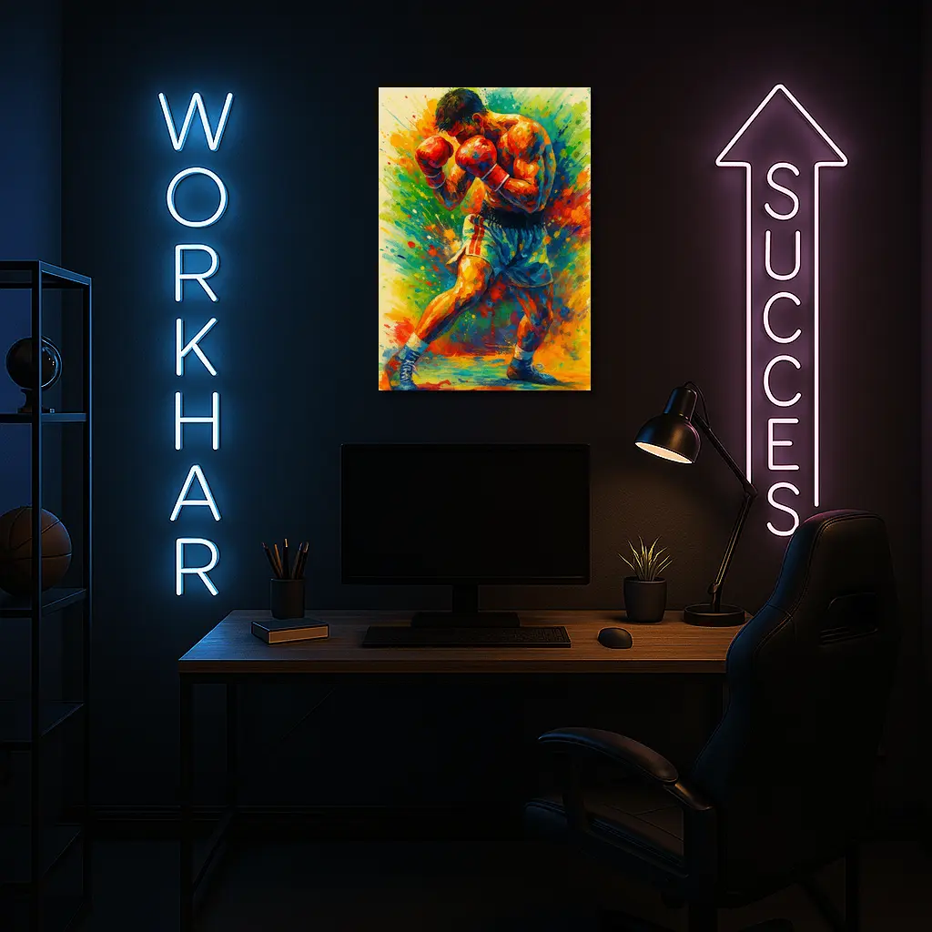 Boxer Fighter Colorful Splash Paint Art – Wall Art